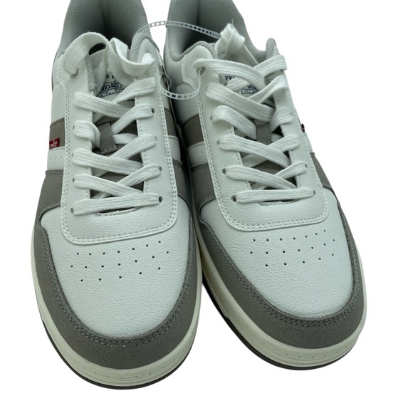 Levis Turner Mens Low Top Sneakers White Grey Brown Lace Up Court Shoes - Picture 2 of 7